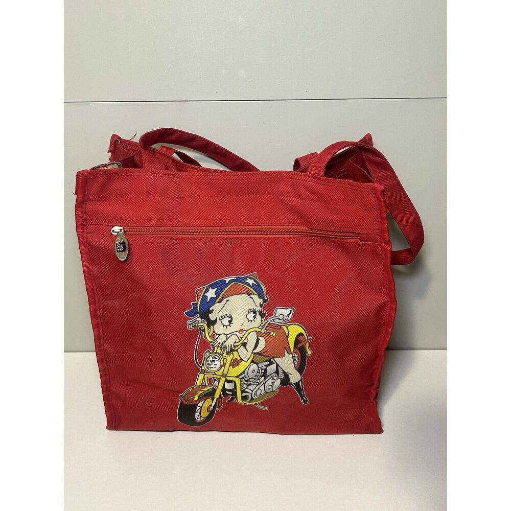 Betty Boop Biker Y2K Red Purse Book Bag‎ Shopping Tote Purse 2004 RARE Vintage